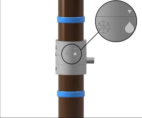 Водосборник установлен в летинй режим (положение капля)